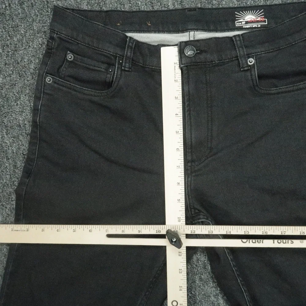 Faherty Pants Mens 32x26‎ Onyx Black Stretch Terry 5 Pocket Straight